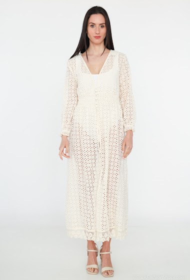 Wholesaler Alina - Embroidered and perforated caftan