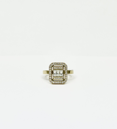 Wholesaler Aliya Bijoux - Rhinestone rectangle ring