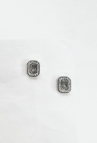 Wholesaler Aliya Bijoux - Rhinestone rectangle earring.