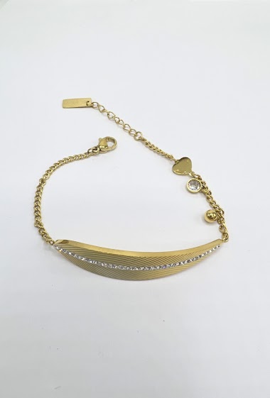 Grossiste Aliya Bijoux - Bracelet chaine feuille et coeur