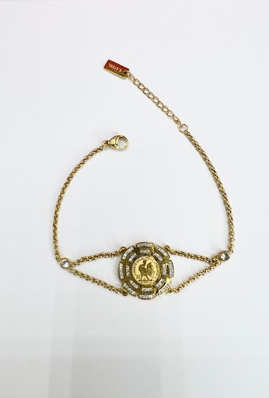 Wholesaler Aliya Bijoux - Rhinestone encircled rooster bracelet