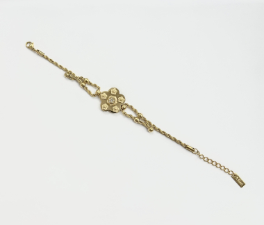 Grossiste Aliya Bijoux - Bracelet fleur doré