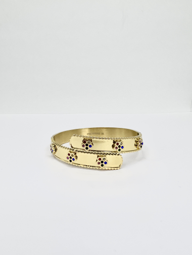 Wholesaler Aliya Bijoux - Crossed flower bangle bracelet