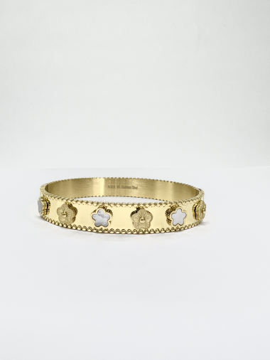 Wholesaler Aliya Bijoux - Gold flower bangle bracelet