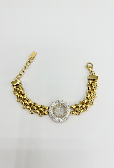 Grossiste Aliya Bijoux - Bracelet large rond avec strass