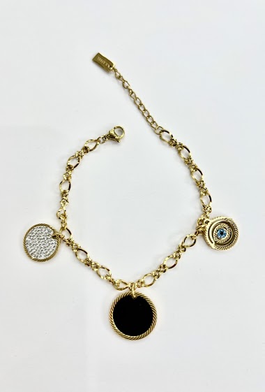 Grossiste Aliya Bijoux - Bracelet rond 3 pendentifs breloques