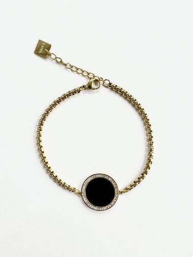 Grossiste Aliya Bijoux - Bracelet rond cercle doré noir