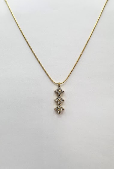 Wholesaler Aliya Bijoux - 3 rhinestone flower necklace