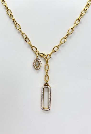 Wholesaler Aliya Bijoux - Necklace with diamond and rectangle