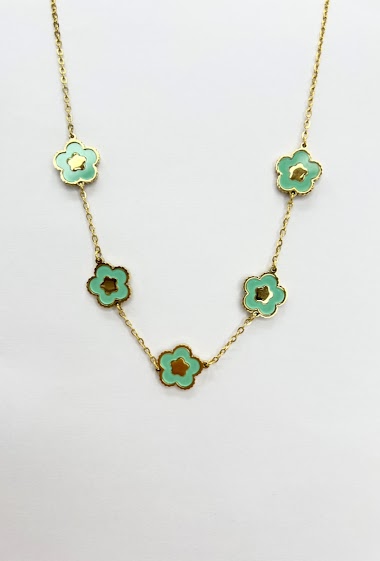 Wholesaler Aliya Bijoux - Colorful flower necklace with interior flower