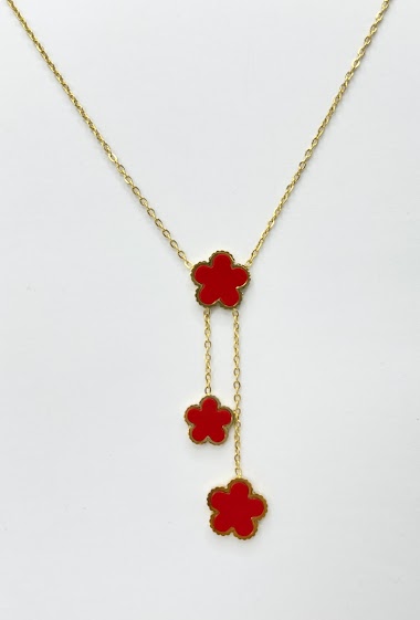 Wholesaler Aliya Bijoux - Pendant necklace with 3 flowers