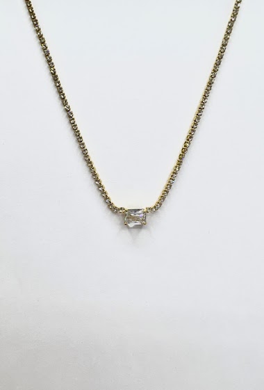 Großhändler Aliya Bijoux - Rechteckige Halskette mit Strasssteinen