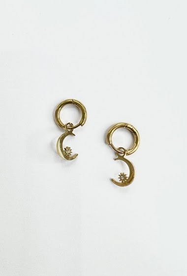 Wholesaler Aliya Bijoux - Mini moon star hoop earrings