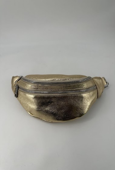 Wholesaler ALIZE PARIS - Double-pocket belt bag in iridescent shiny leather