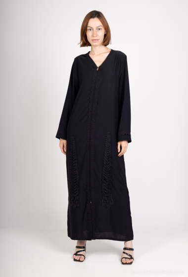 Großhändler ALYA - Abaya-Kleid mit Reißverschluss und Stickerei an Länge und Ärmeln