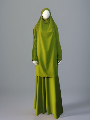 Grossiste ALYRA - ABAYA - Jilbab 2 pièces avec jupe en soie de médine