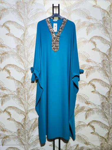 Wholesaler ALYRA - ABAYA - Abaya dress bat sleeves edged gold