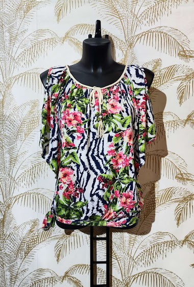 Wholesaler Alyra - Printed blouse with side ties