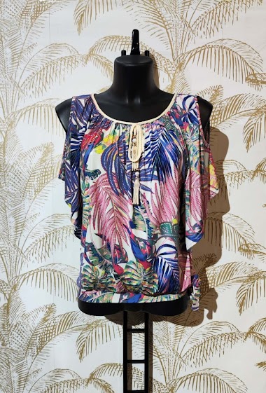 Wholesaler Alyra - Printed blouse with side ties