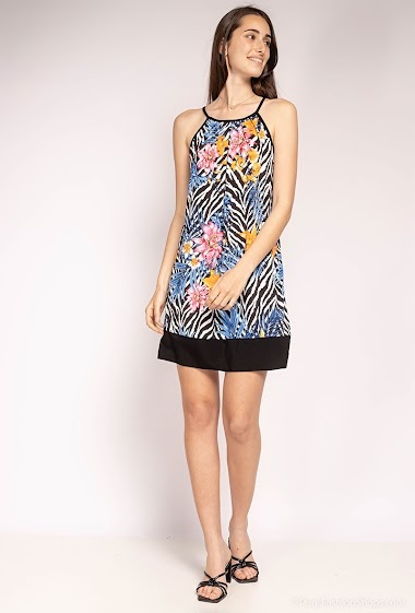 Wholesaler Alyra - Short printed dress with thin strap.