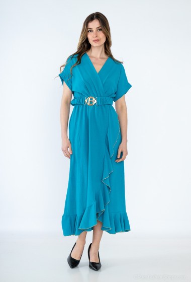 Wholesaler Alyra - Long dress with gold effect ruffles
