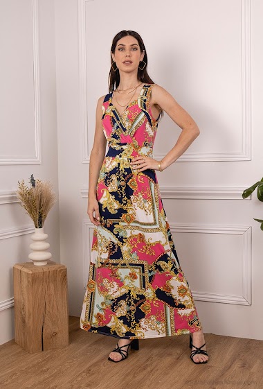 Großhändler Alyra - Langes bedrucktes Kleid.