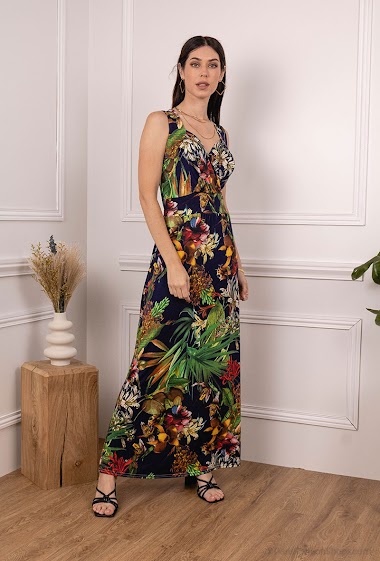 Großhändler Alyra - Langes bedrucktes Kleid.