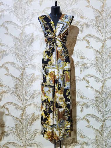 Wholesaler Alyra - V-neck tie-front maxi dress.