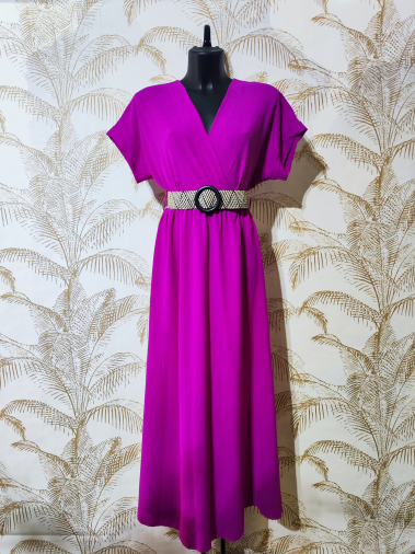 Wholesaler Alyra - Long trapeze dress sold with the belt.