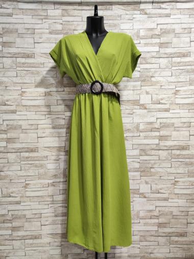 Wholesaler Alyra - Long trapeze dress sold with the belt.