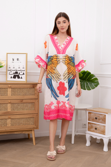 Wholesaler Amy&Clo - Exotic print kaftan short sleeves
