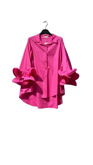 Wholesaler Amy&Clo - Oversized dressy long sleeve shirt with ruffle