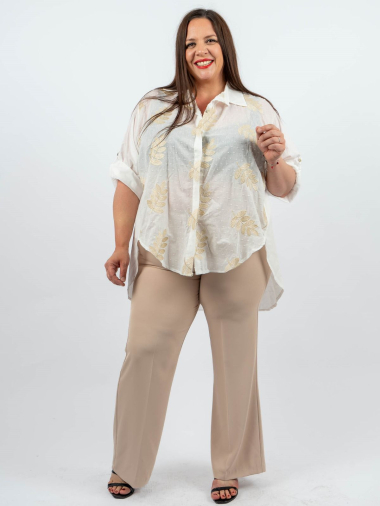 Wholesaler Amy&Clo Grande Taille - Long gold embroidery shirt