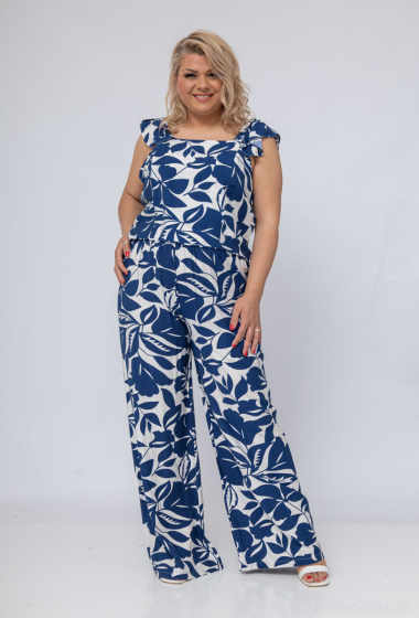 Wholesaler Amy&Clo - Plus size Floral print top and pants set