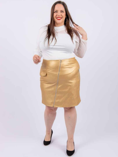 Wholesaler Amy&Clo Grande Taille - Short faux leather skirt