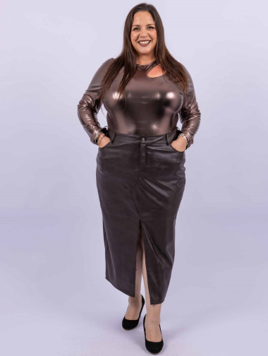 Wholesaler Amy&Clo Grande Taille - Imitation leather skirt