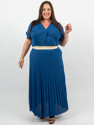 Wholesaler Amy&Clo - Long pleated skirt with gold detail