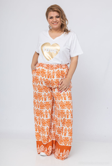 Grossiste Amy&Clo Grande Taille - Pantalon large imprimé ethnique
