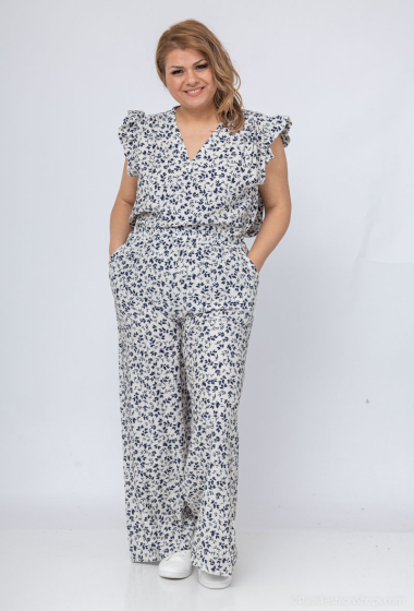 Wholesaler Amy&Clo - Plus size Floral print wide leg pants