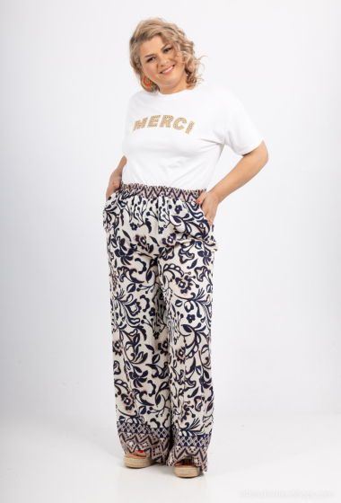 Wholesaler Amy&Clo - Plus size Baroque print long pants