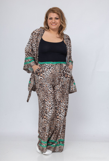 Wholesaler Amy&Clo Grande Taille - Leopard satin pants