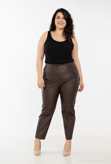 Mayorista Amy&Clo Grande Taille - Pantalones de cintura alta en cuero falso