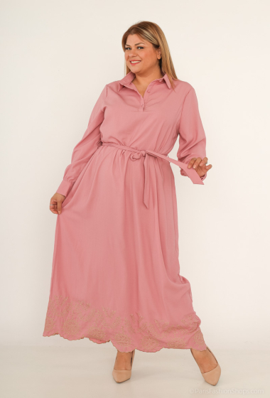 Grossiste Amy&Clo Grande Taille - Robe longue à broderie