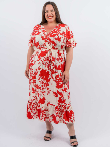 Grossiste Amy&Clo - Plus size Robe longue boutonnée imprimé floral