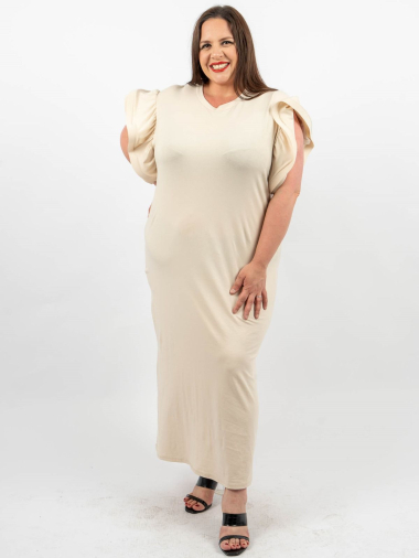 Wholesaler Amy&Clo Grande Taille - Long flowing short-sleeved dress with voluminous ruffles