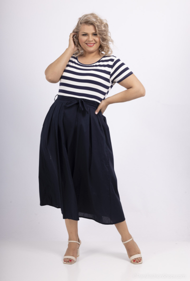 Wholesaler Amy&Clo - Plus size Bi-material sailor style midi dress