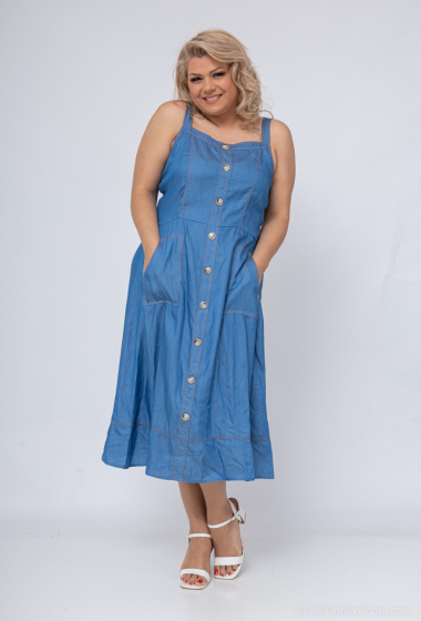 Wholesaler Amy&Clo - Plus size Buttoned tencel midi dress