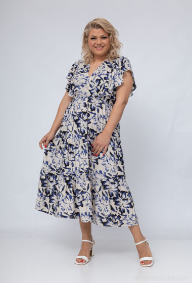 Wholesaler Amy&Clo - Plus size floral print wrap dress