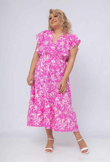 Grossiste Amy&Clo - Plus size Robe midi imprimé à fleurs