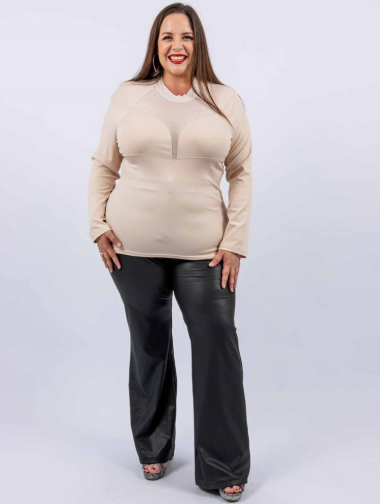 Wholesaler Amy&Clo Grande Taille - Top with mesh insert
